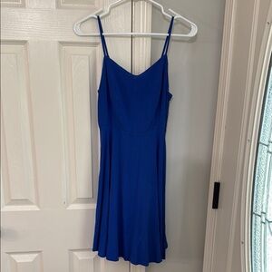 Elegant Blue Spaghetti Strap Dress